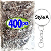 50/500pcs Silver-Plated Metal Blank Keyrings – Split Rings with Chains & Carabiner Buckles for DIY Keychain Accessories