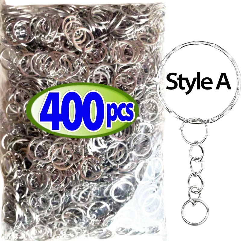 50/500pcs Silver-Plated Metal Blank Keyrings