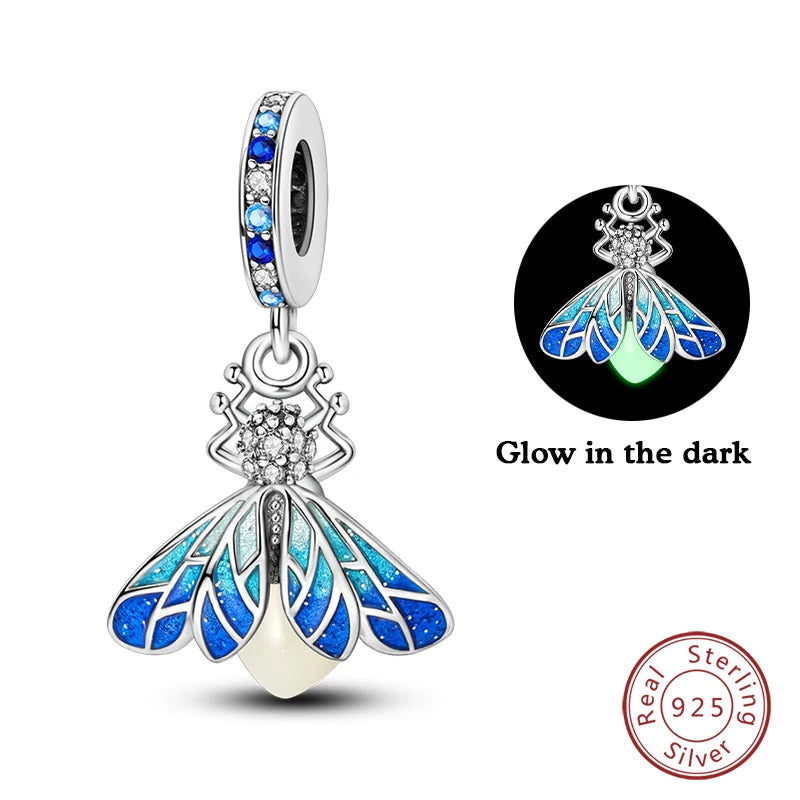 S925 Silver Luminous Firefly & Star Charms (3mm)