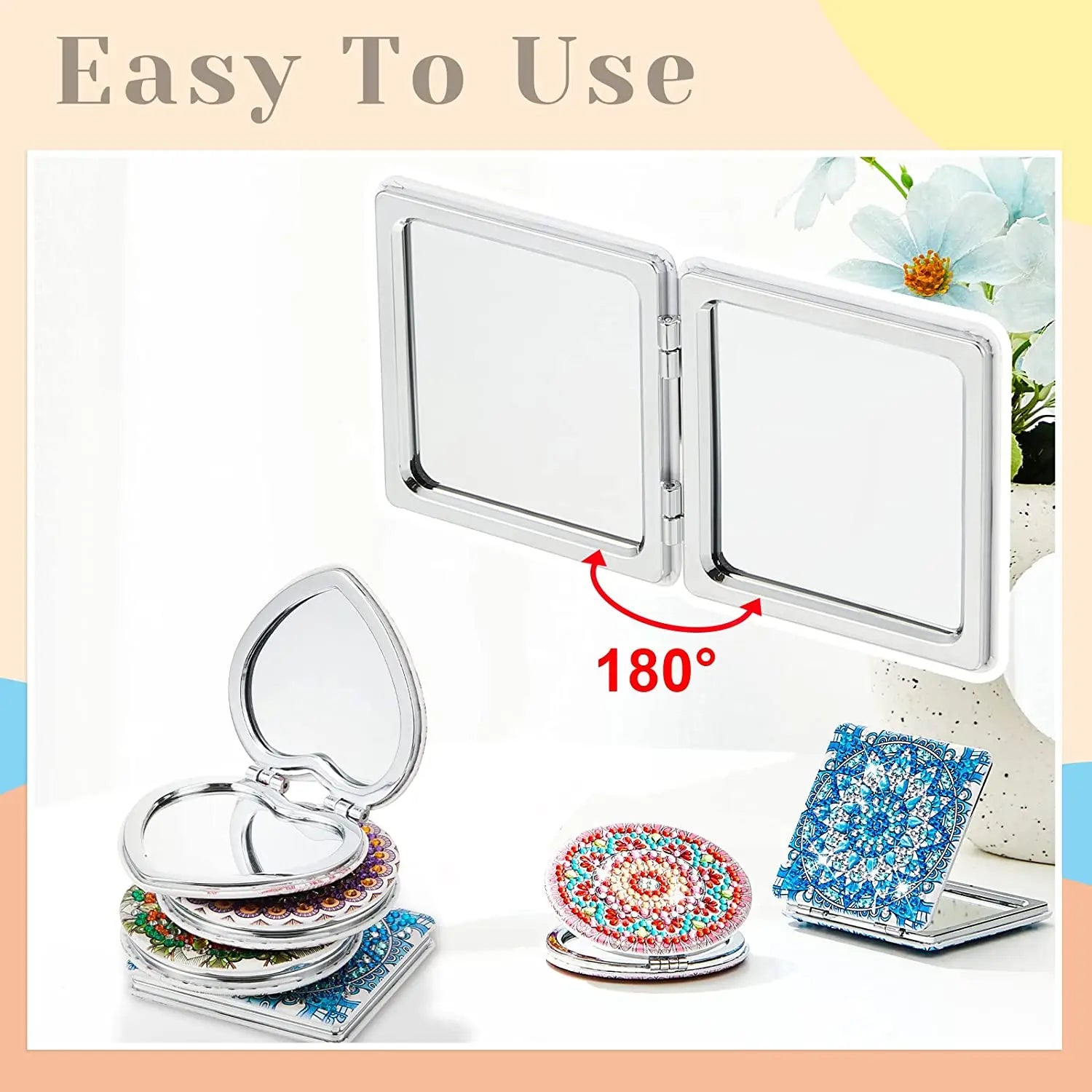 DIY Mandala Diamond Painting Compact Mirror Kit