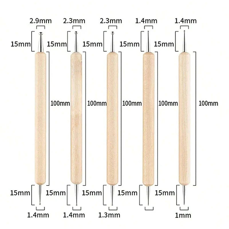 5Pcs Nail Art Dotting & Drawing Brush Set