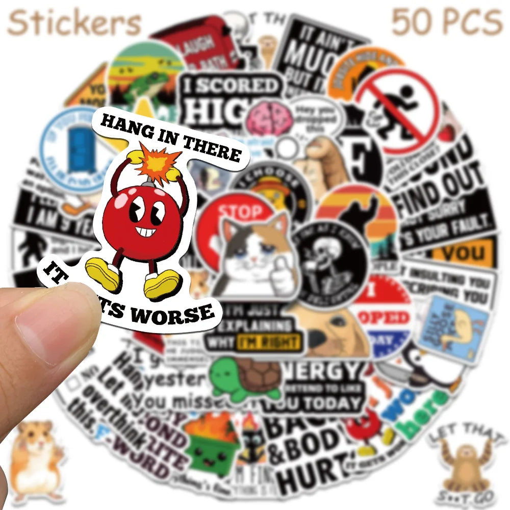 50/100pcs Cartoon Snarky MEME Stickers