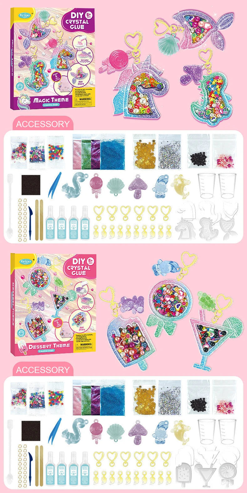 Kids Crystal Glue Keychain Craft Kit