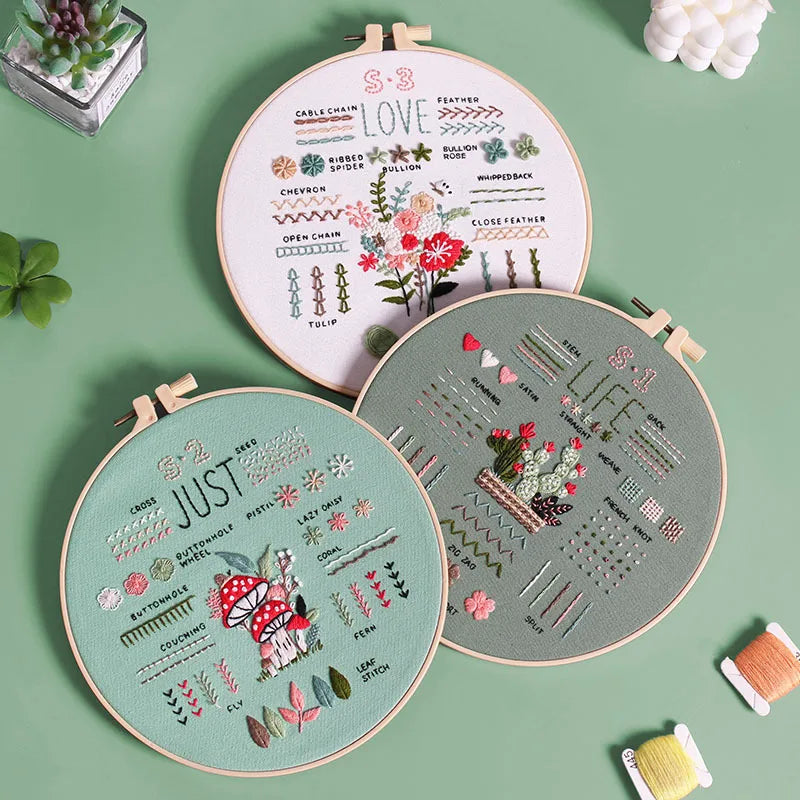 3 Sets Embroidery Starter Kits