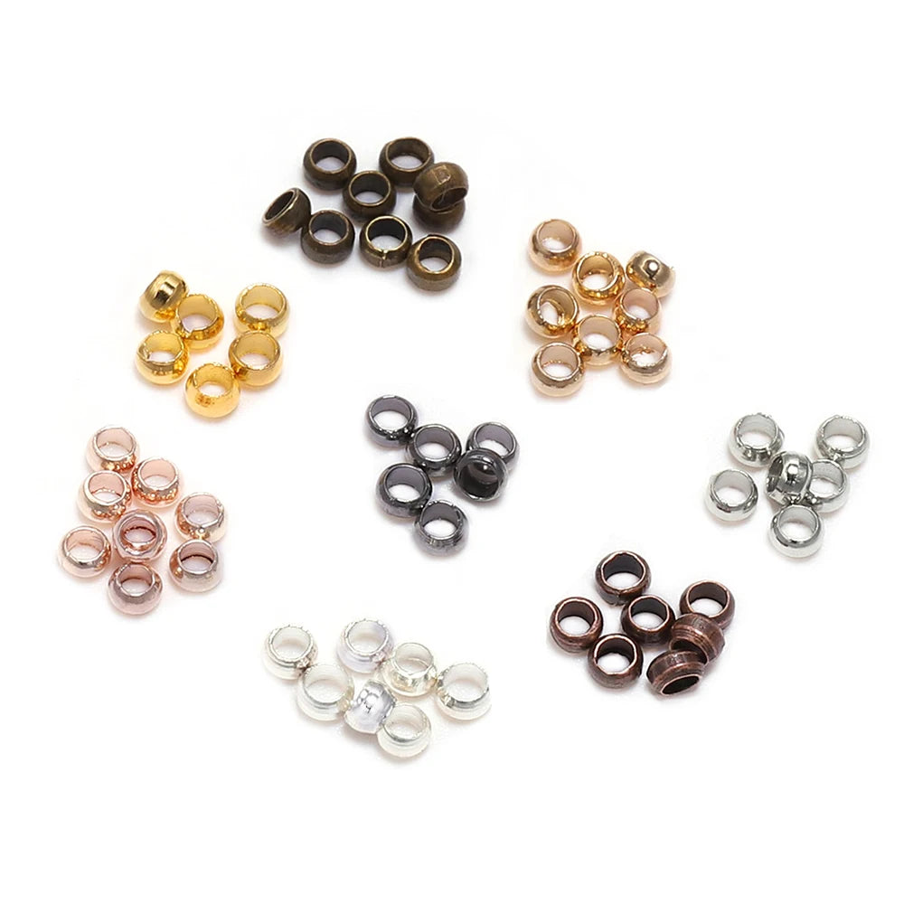 500pcs Gold/Silver/Copper Crimp Beads (1.5–3mm)