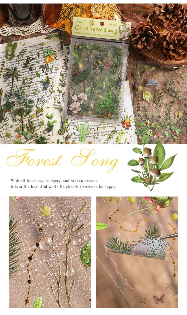 8pcs Vintage Autumn Forest Stickers