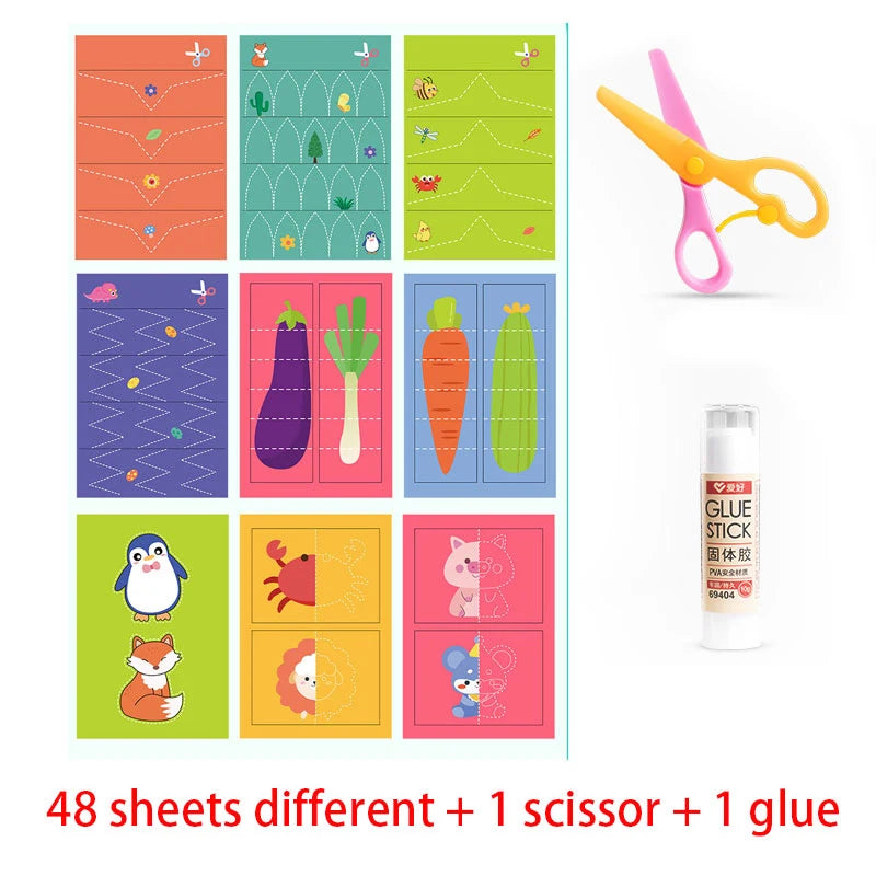 49–91pcs Kids Scissor Skills Cutting Practice Set