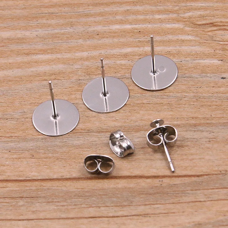 50-100pcs 2-Color Stainless Steel Earring Studs