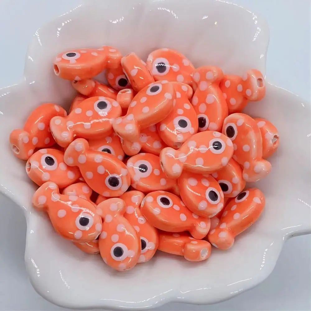 10pcs Handmade Ceramic Small Fish Beads