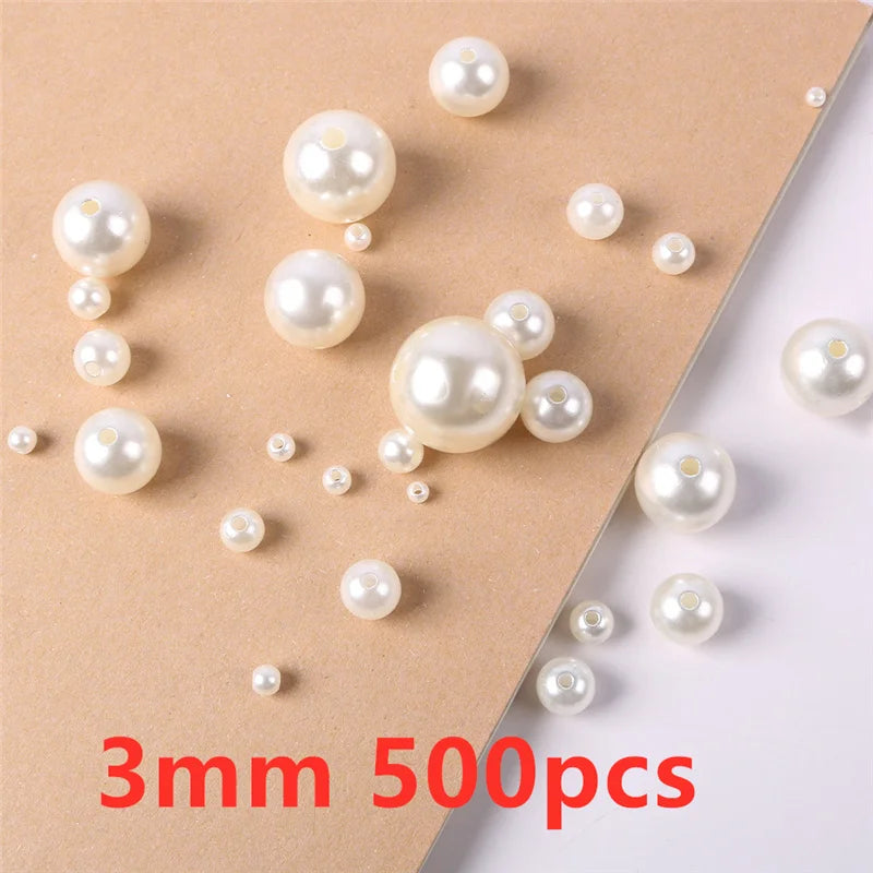500pcs Imitation Pearl Beads with Hole (3–10mm)