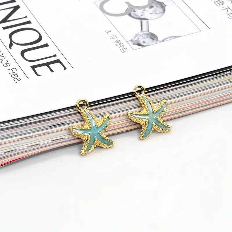 30/50pcs Random Conch Shell & Starfish Alloy Jewelry Accessories