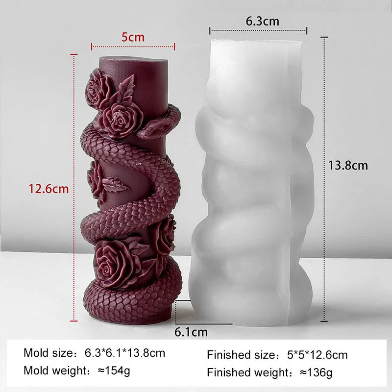 Relief Snake Pillar Candle Mold