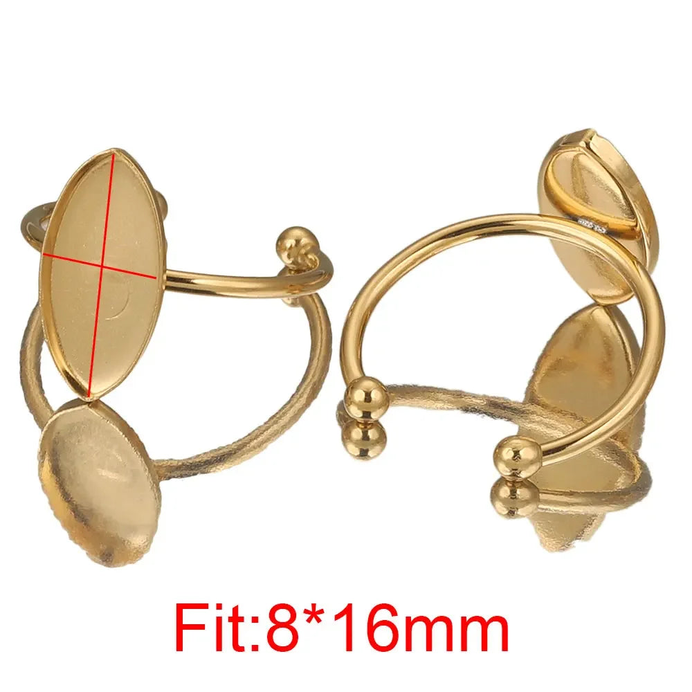 10pcs Adjustable Stainless Steel Open Ring Settings