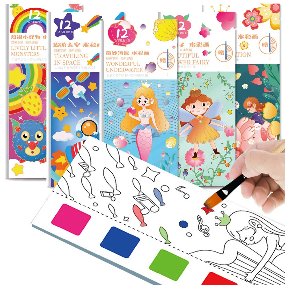12 Sheets Portable Watercolor Painting Book