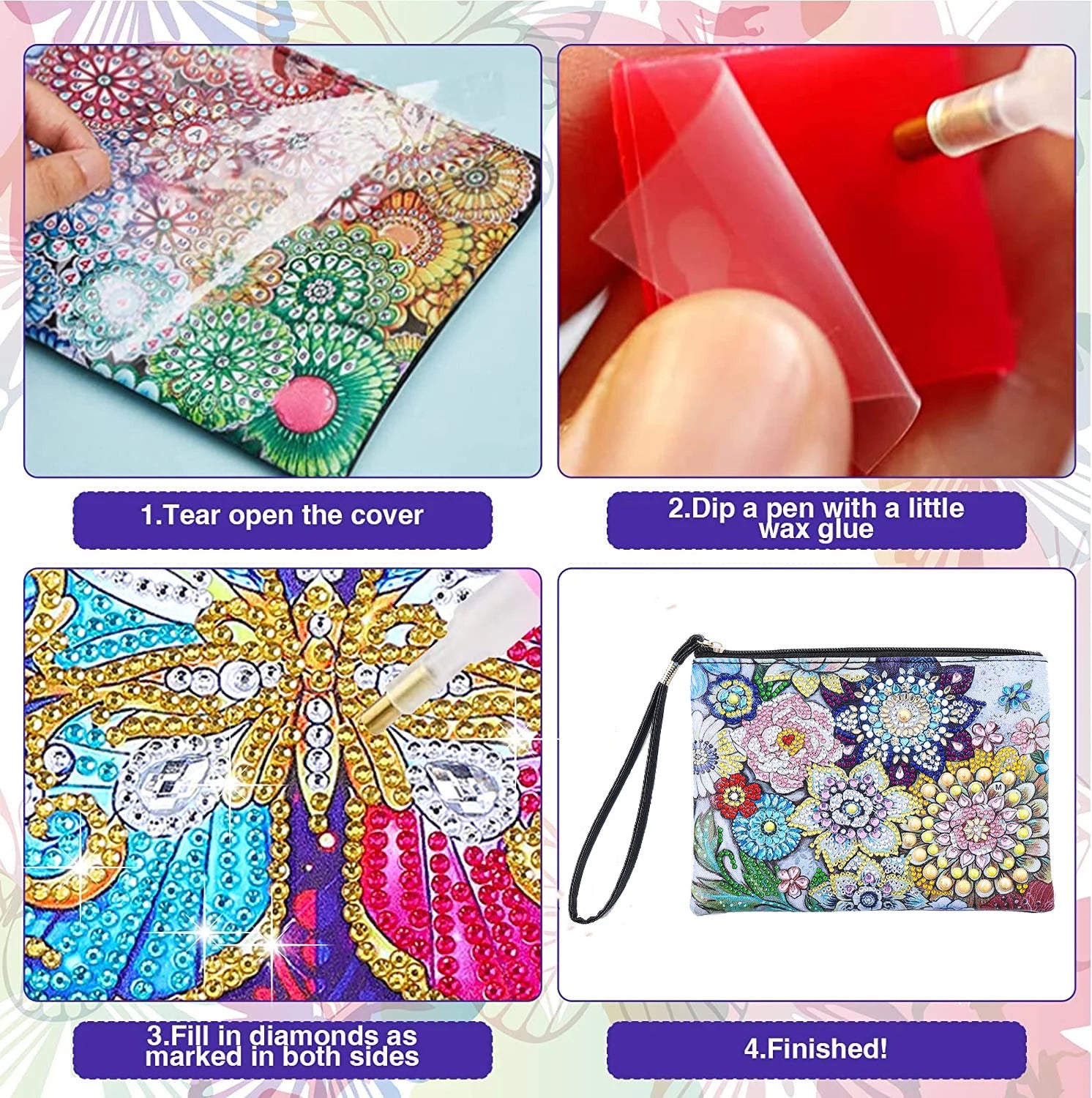 DIY Mandala Diamond Painting PU Leather Purse