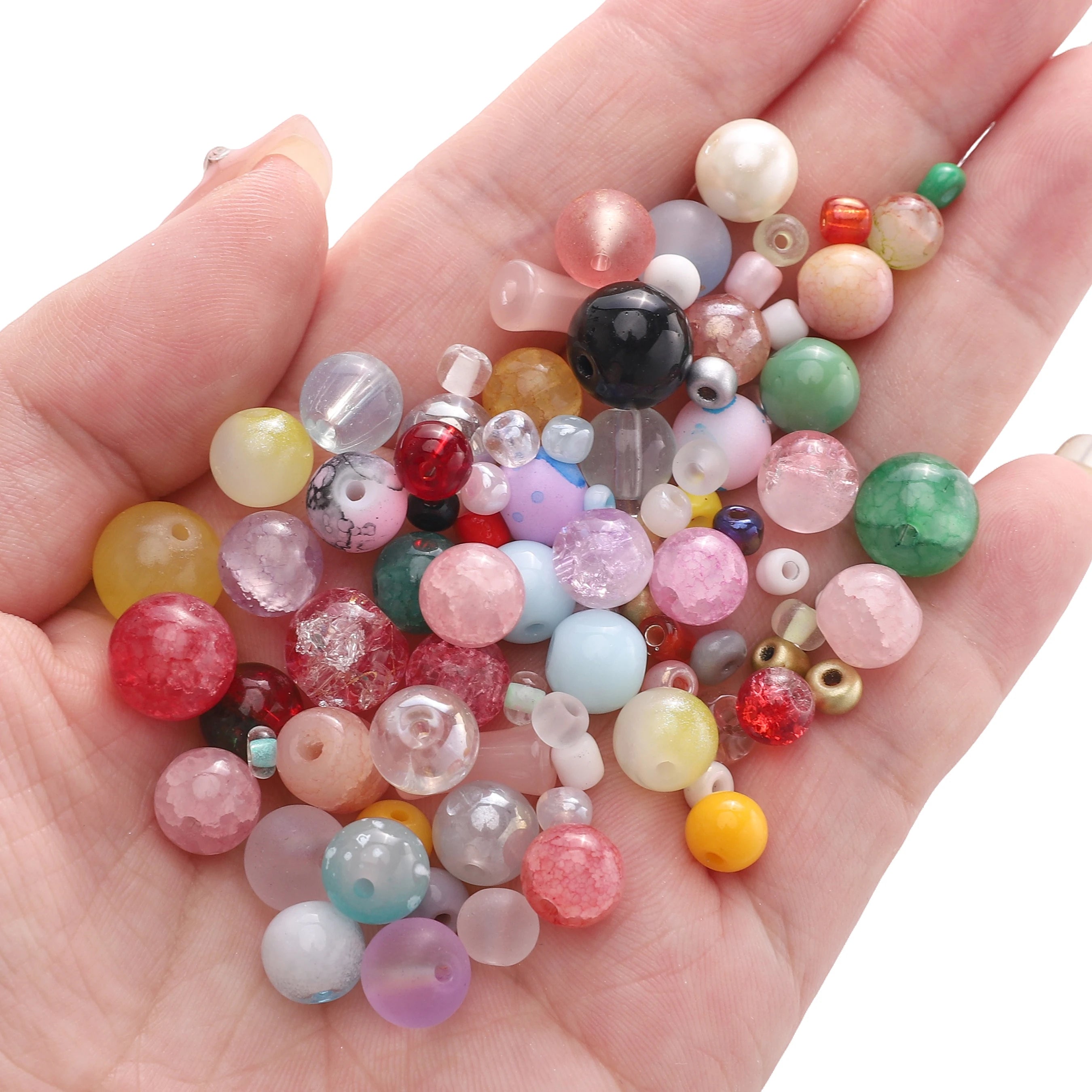30g Mixed Glass Beads (3–12mm) for DIY Jewelry