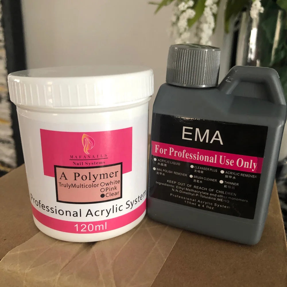 120ml EMA Acrylic Liquid & Pink Builder Powder Set