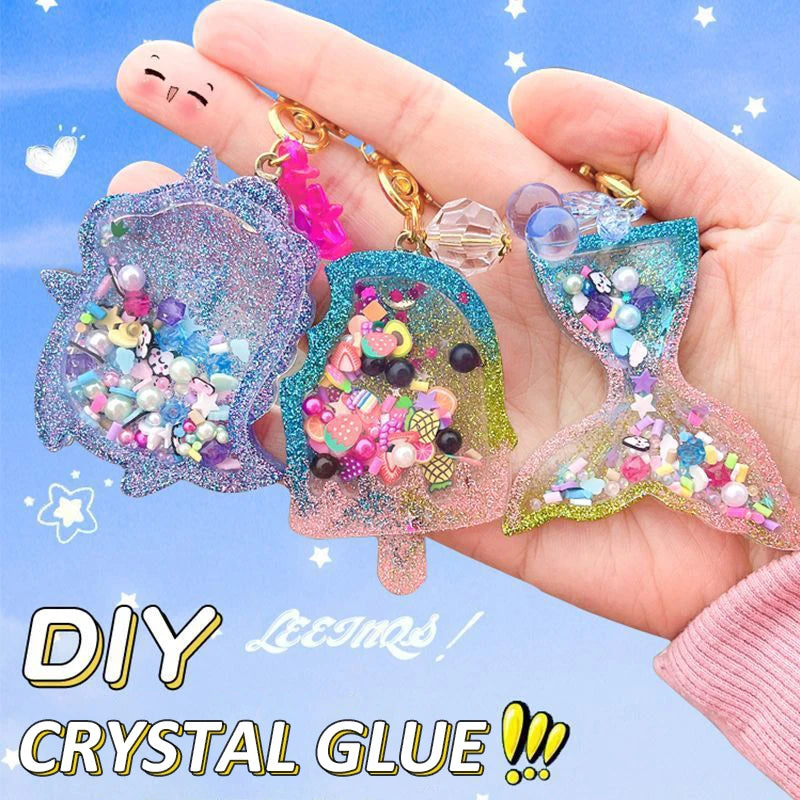 Kids DIY Crystal Glue Keychain Craft Kit
