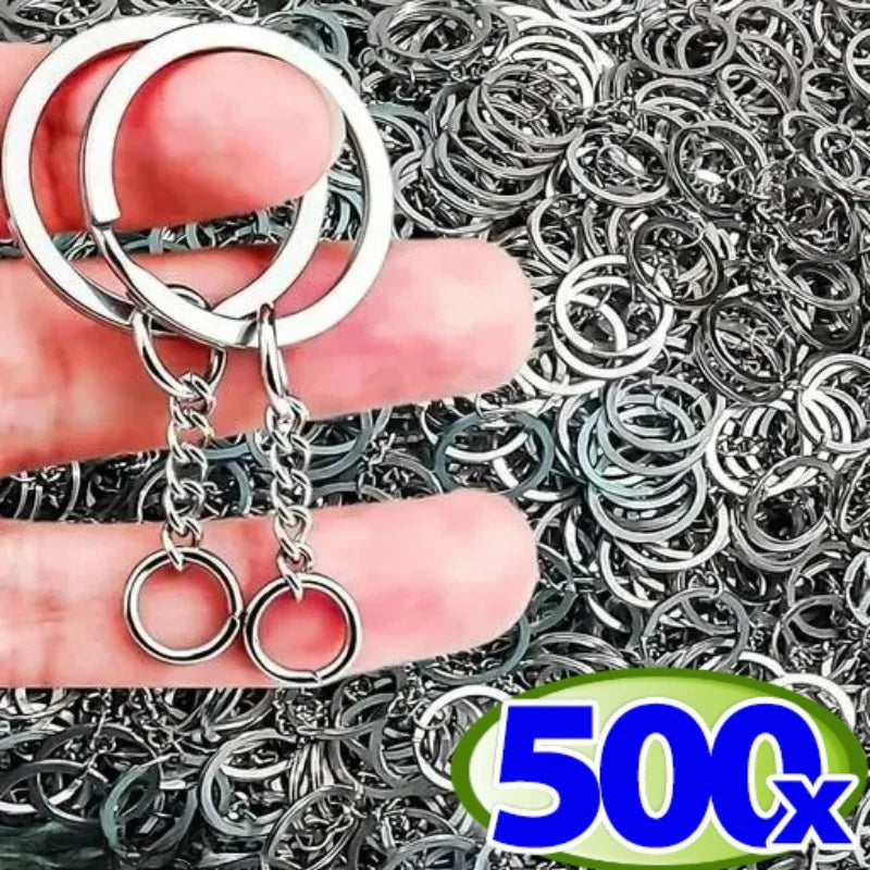 50/500pcs Silver-Plated Metal Blank Keyrings