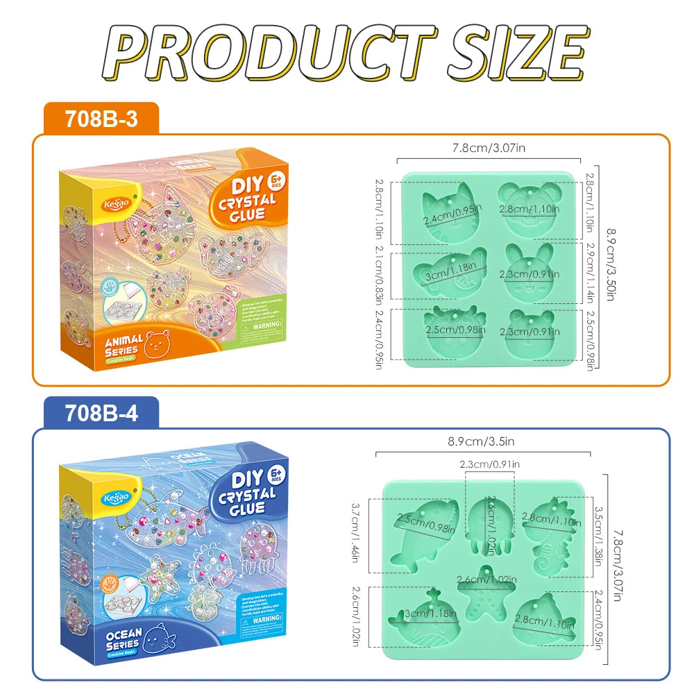 Kids DIY Crystal Glue Keychain Craft Kit