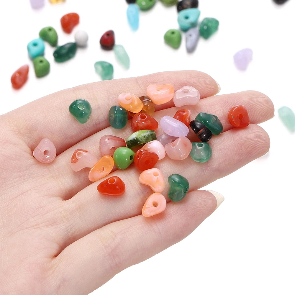 50/100pcs Irregular Imitation Stone Acrylic Spacer Beads