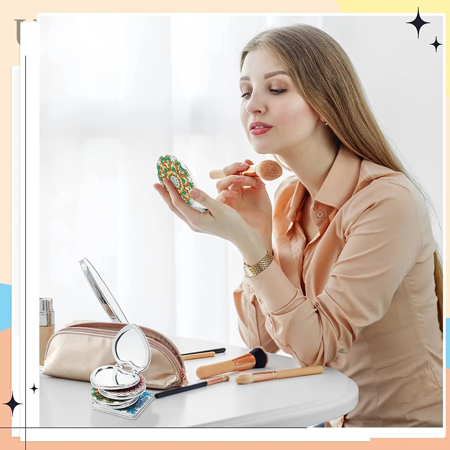 DIY Mandala Diamond Painting Compact Mirror Kit