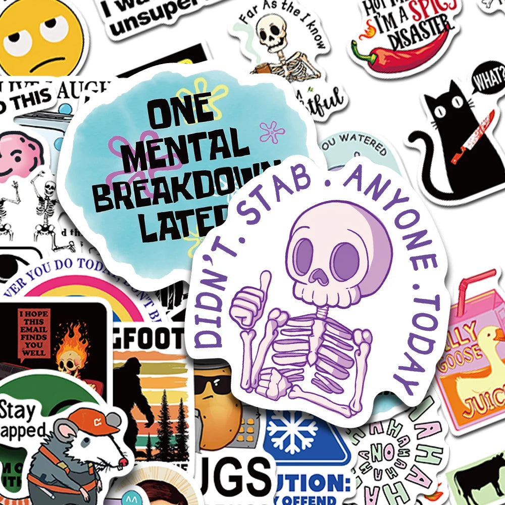 50/100pcs Cartoon Snarky MEME Stickers