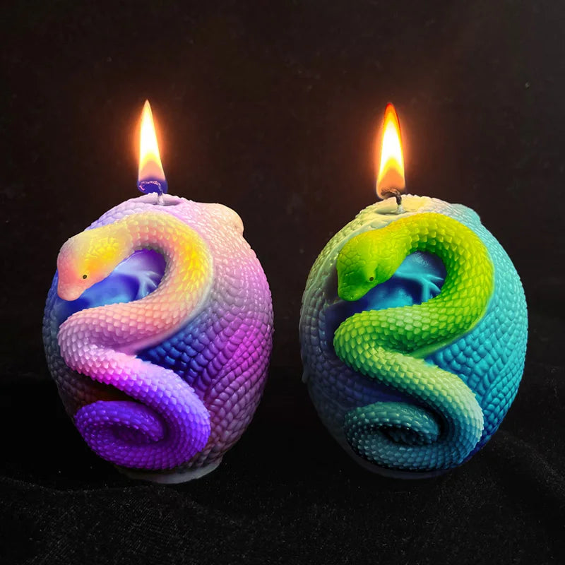 Relief Snake Pillar Candle Mold