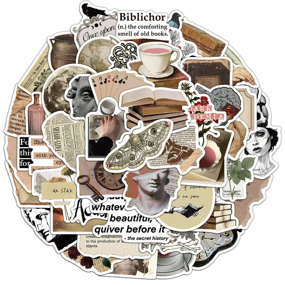 10/25/50pcs Mixed Retro Art Stickers