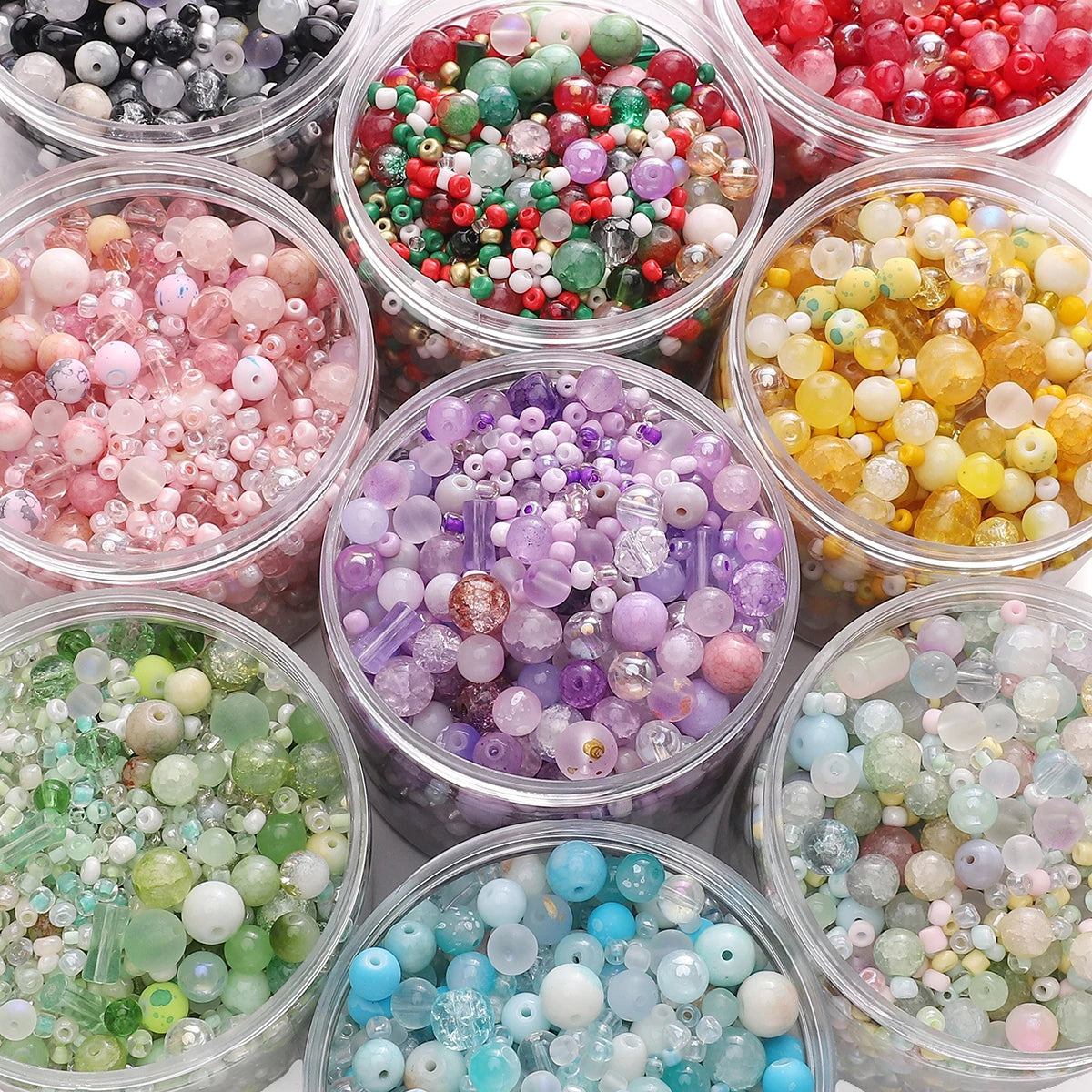 30g Mixed Glass Beads (3–12mm) for DIY Jewelry