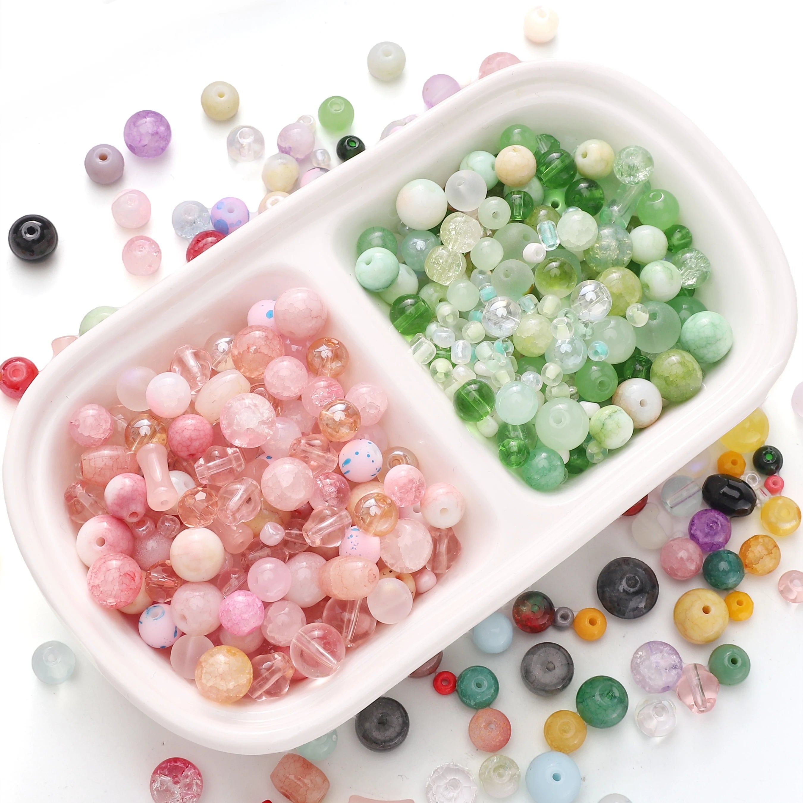30g Mixed Glass Beads (3–12mm) for DIY Jewelry