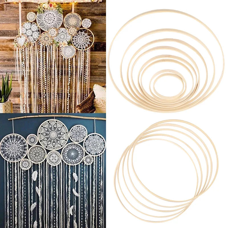 5Pcs Wooden Bamboo Hoops