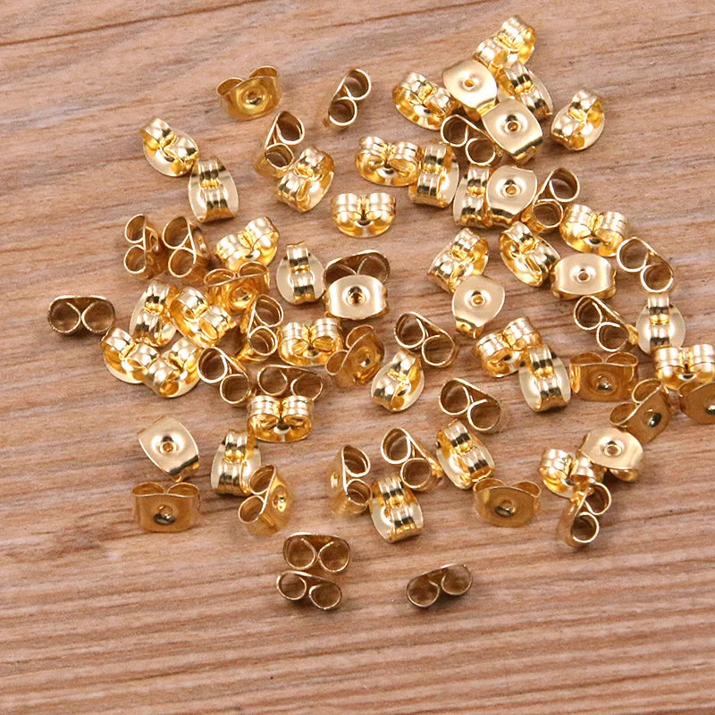 50-100pcs 2-Color Stainless Steel Earring Studs