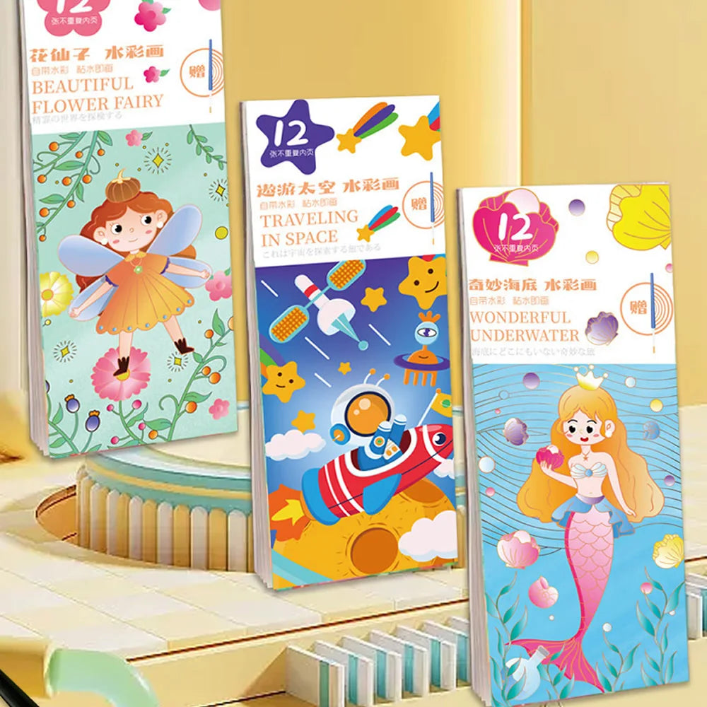 12 Sheets Portable Watercolor Painting Book