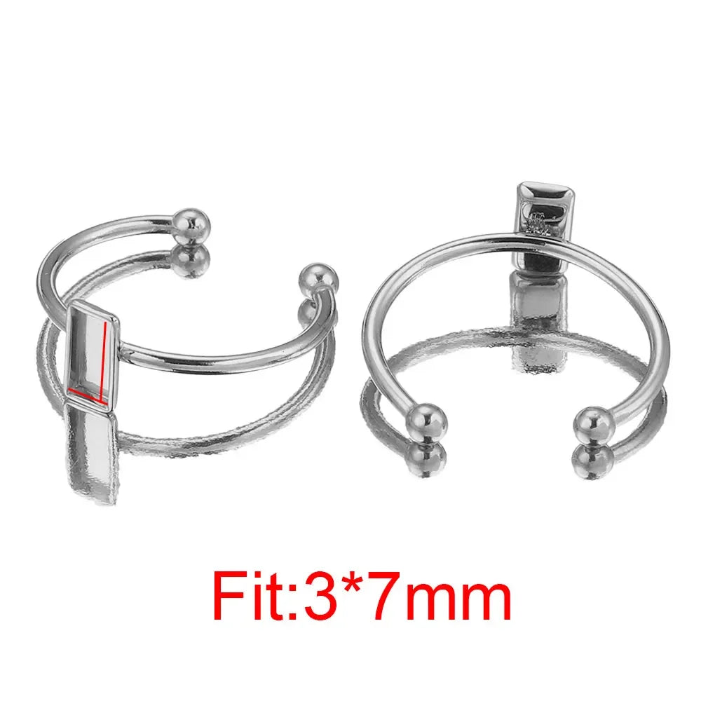 10pcs Adjustable Stainless Steel Open Ring Settings