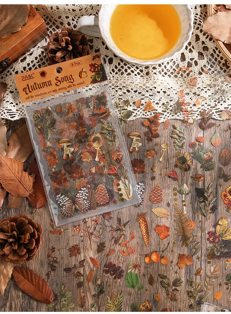 8pcs Vintage Autumn Forest Stickers