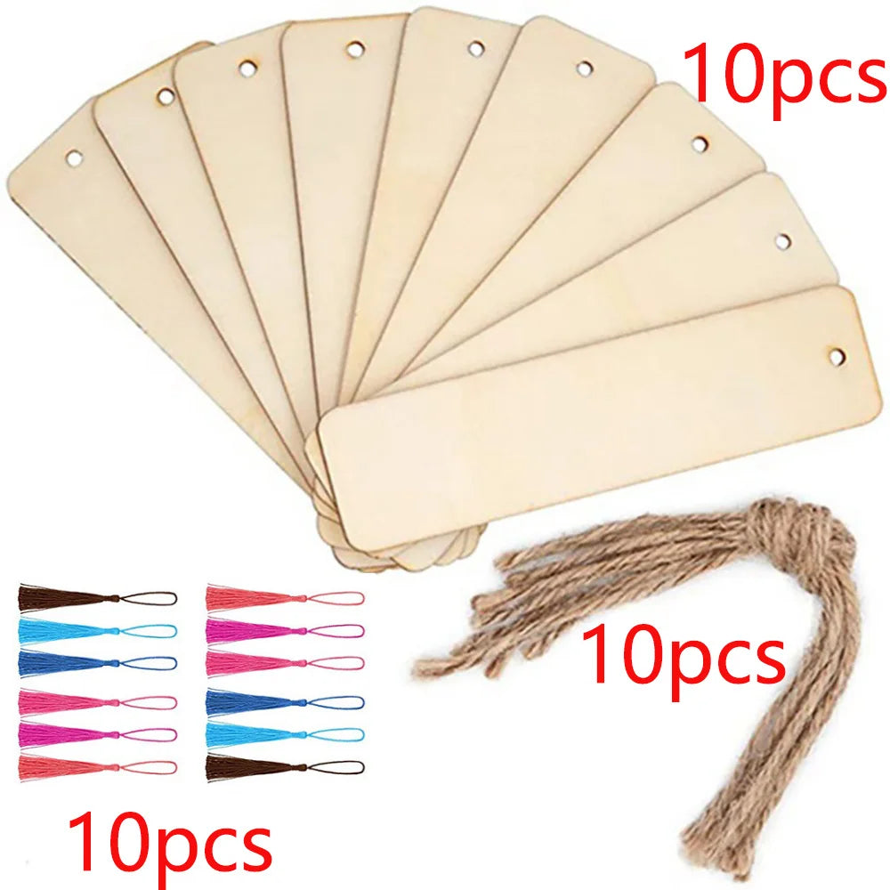 10/20/60pcs Bulk Wooden Bookmarks