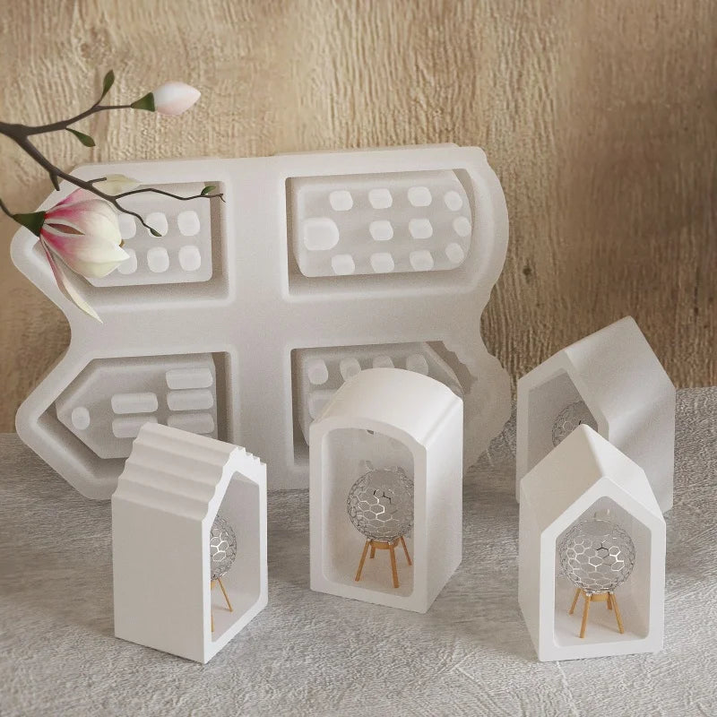 4-Grid House Ornament Silicone Mold