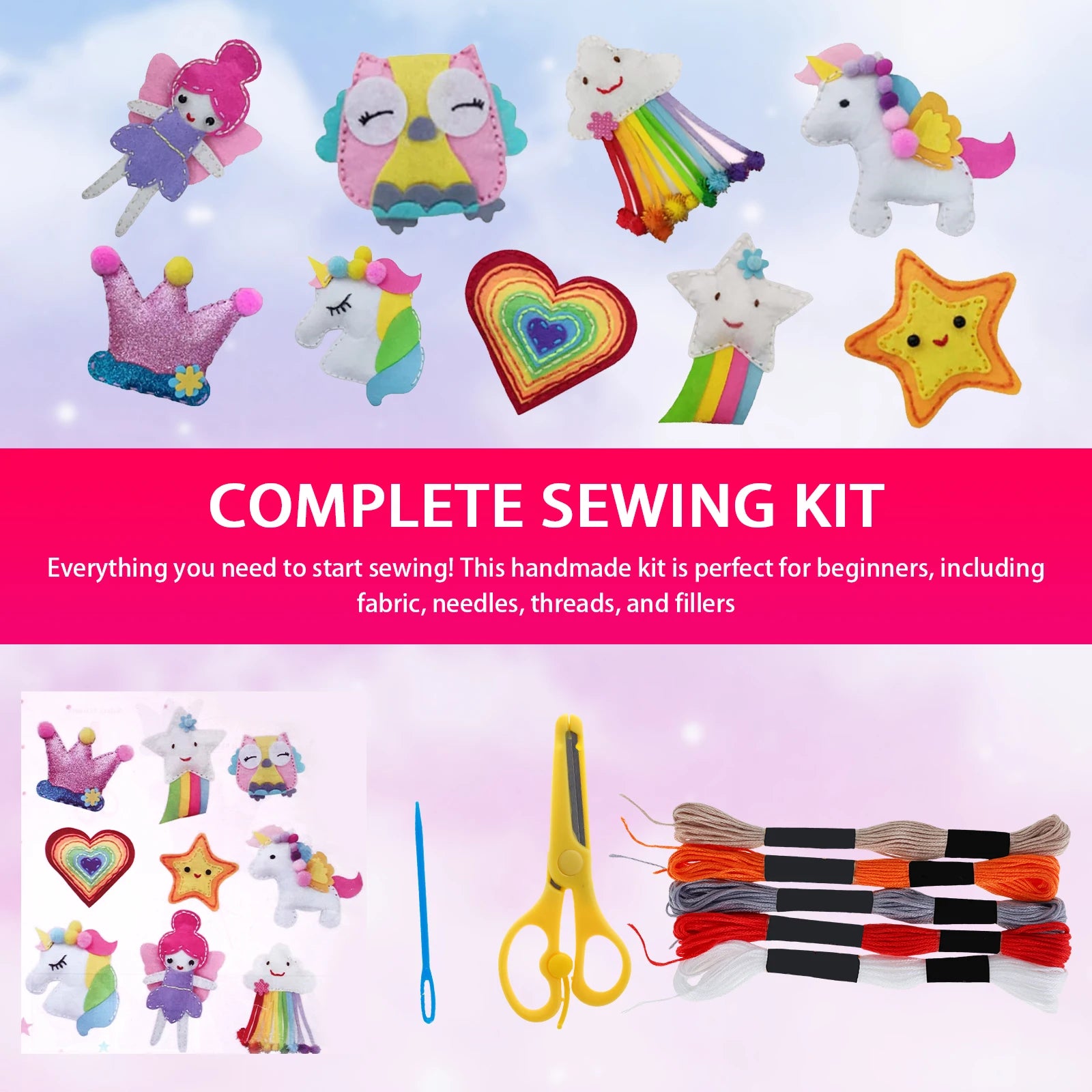 5/9Pcs Kids DIY Sewing Kit