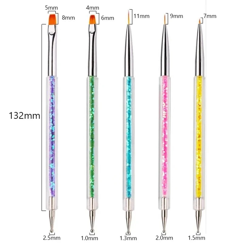 5Pcs Nail Art Dotting & Drawing Brush Set
