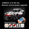 1580PCS Remote Control Racing Car Building Kit – 911 RSR MOC Model with LED Lights, Electric Motor, and App Control