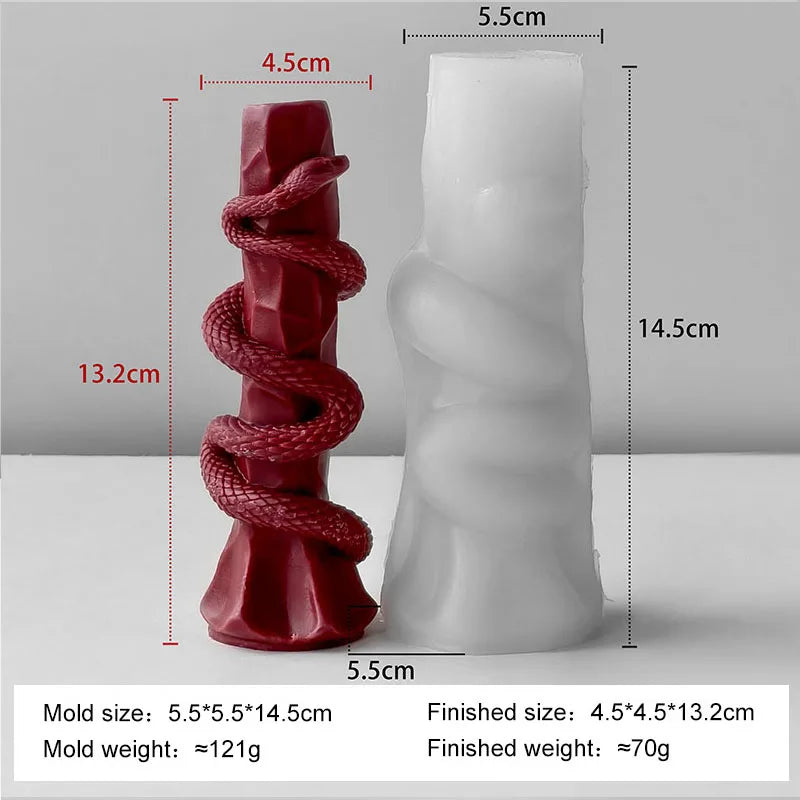 Relief Snake Pillar Candle Mold