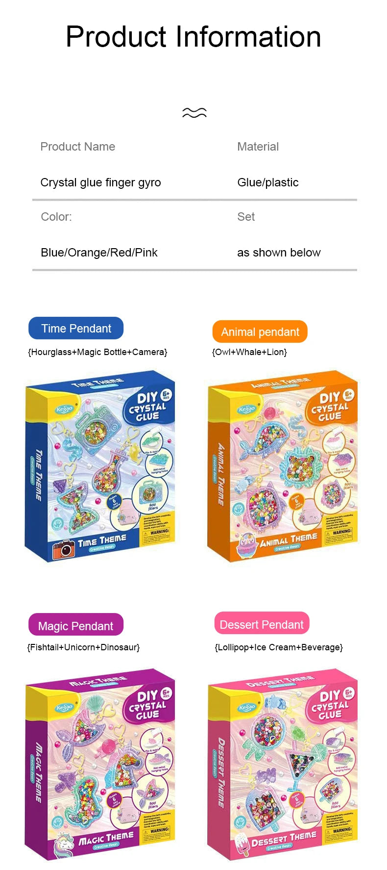 Kids DIY Crystal Glue Keychain Craft Kit