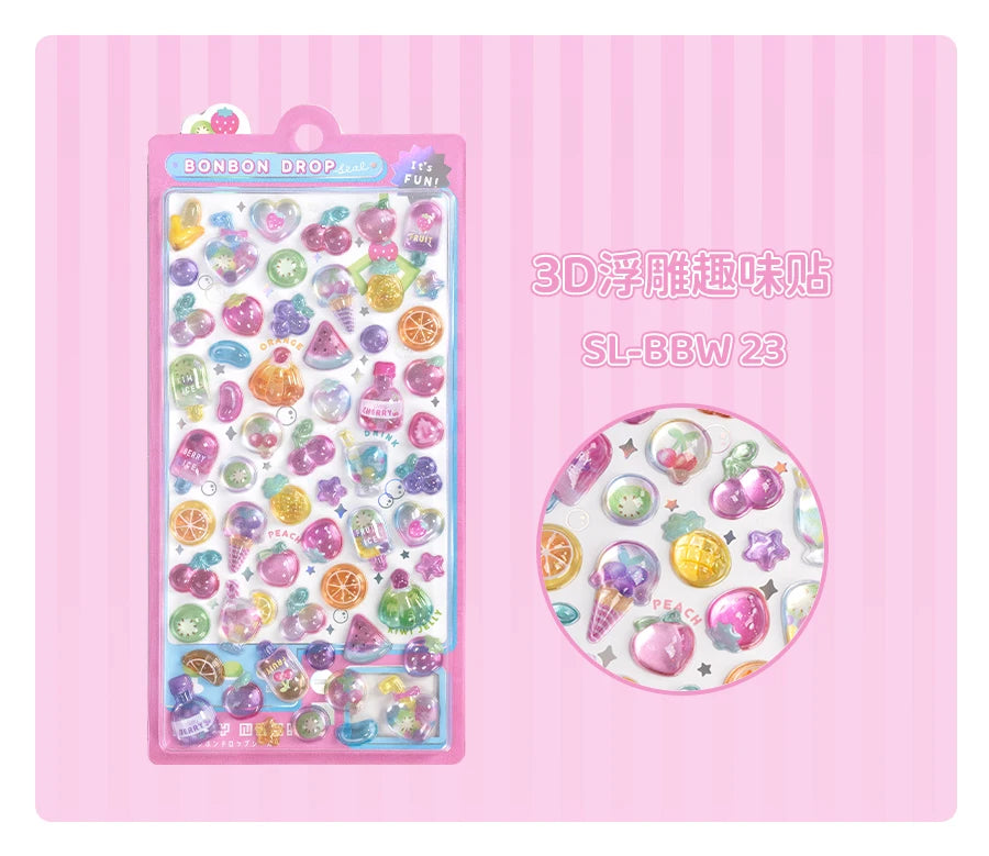 Sweet Fruit & Ice Cream 3D Relief Stickers