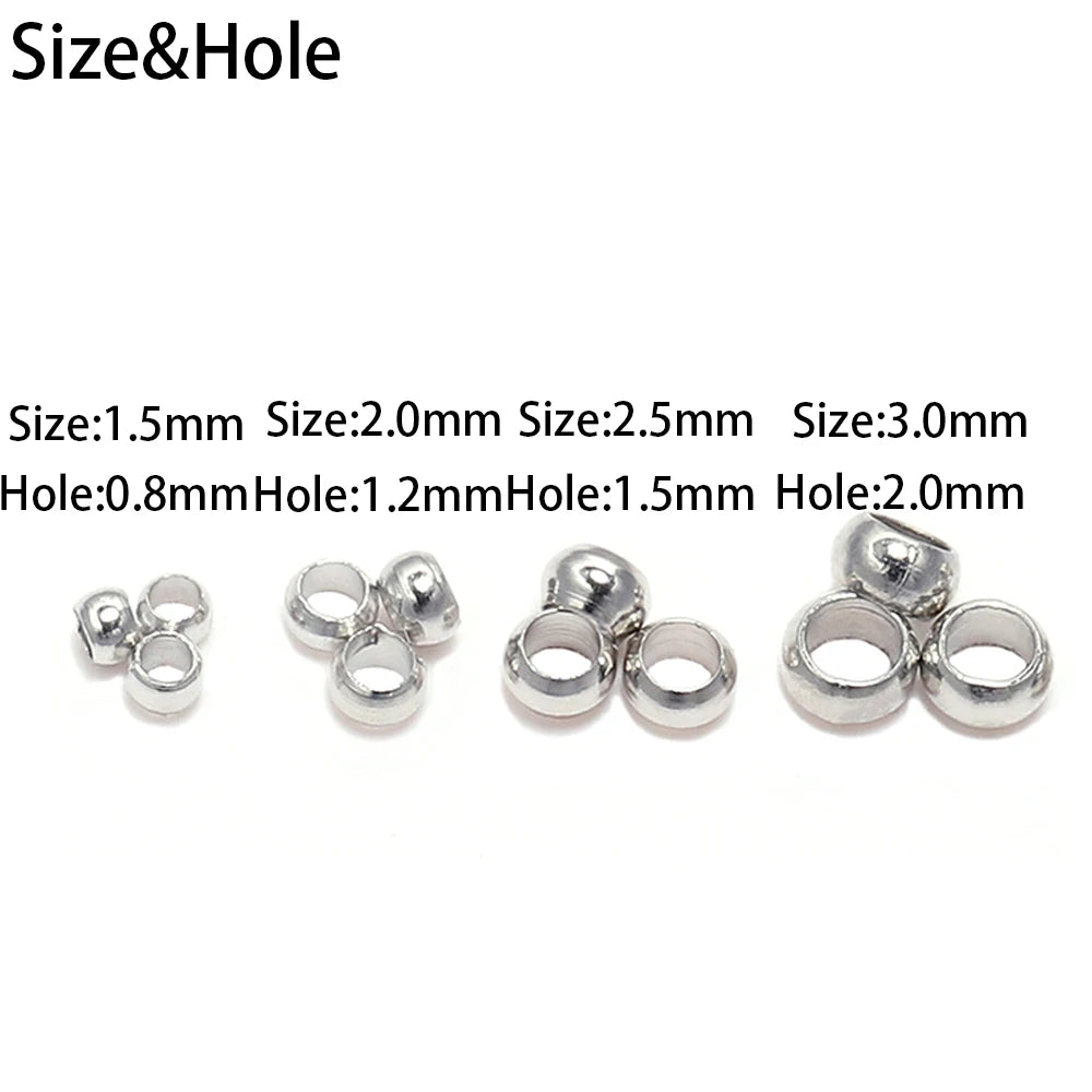 500pcs Gold/Silver/Copper Crimp Beads (1.5–3mm)