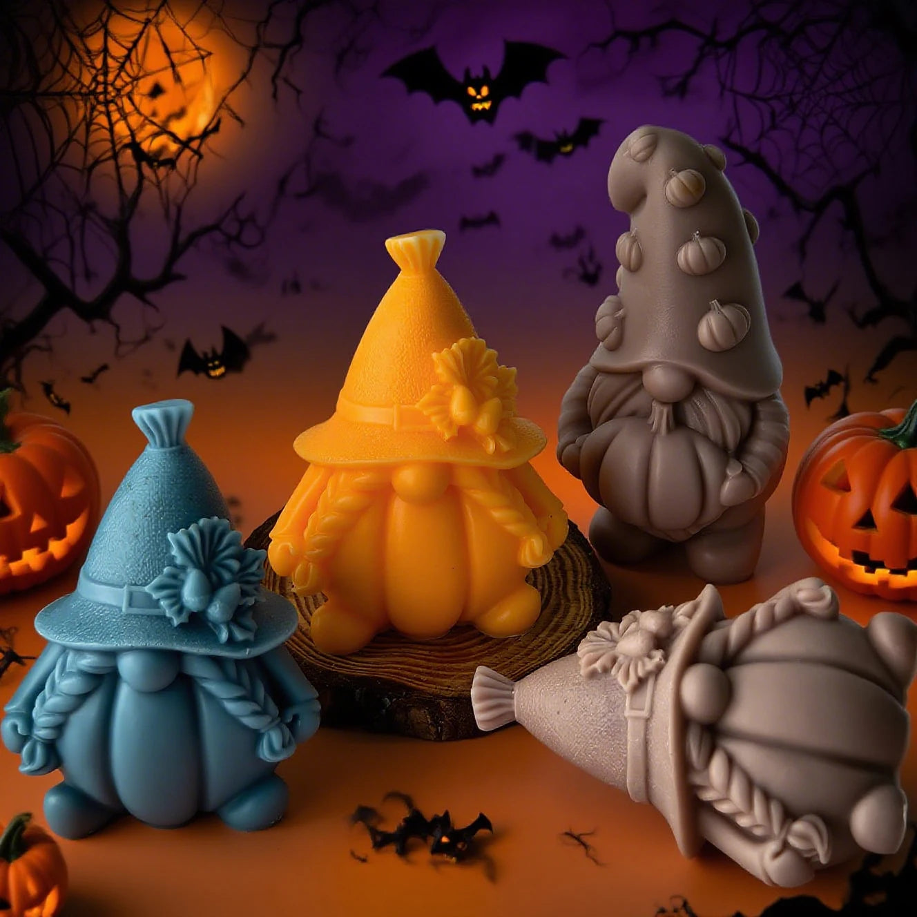 Halloween Pumpkin Gnome Candle Mold