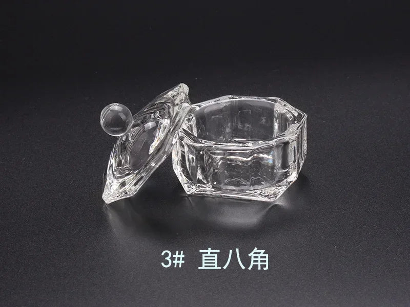Crystal Glass Octagonal Dappen Dish with Lid