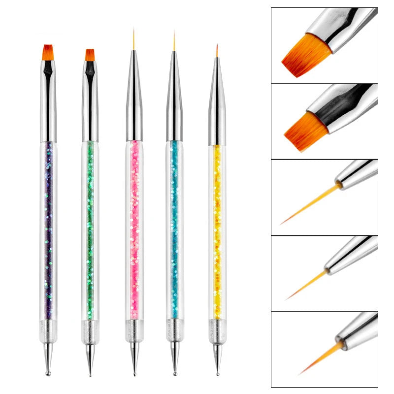 5Pcs Nail Art Dotting & Drawing Brush Set