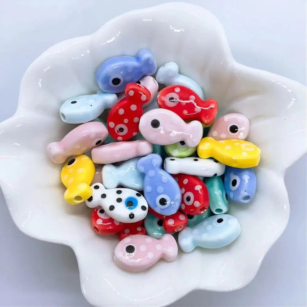 10pcs Handmade Ceramic Small Fish Beads