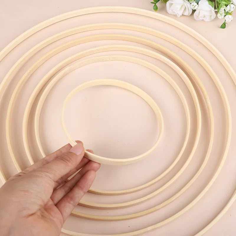 5Pcs Wooden Bamboo Hoops